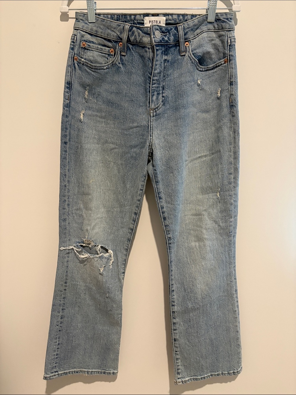 pistola Light Blue Distressed Baggy Jean